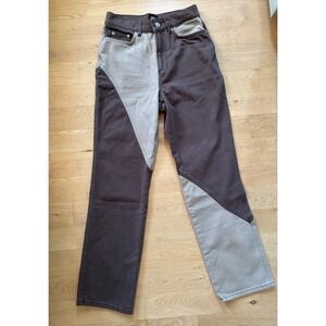 BDG Urban Outfitters Cowboy Colorblock Jeans High Rise Straight Leg 26 Two Tone